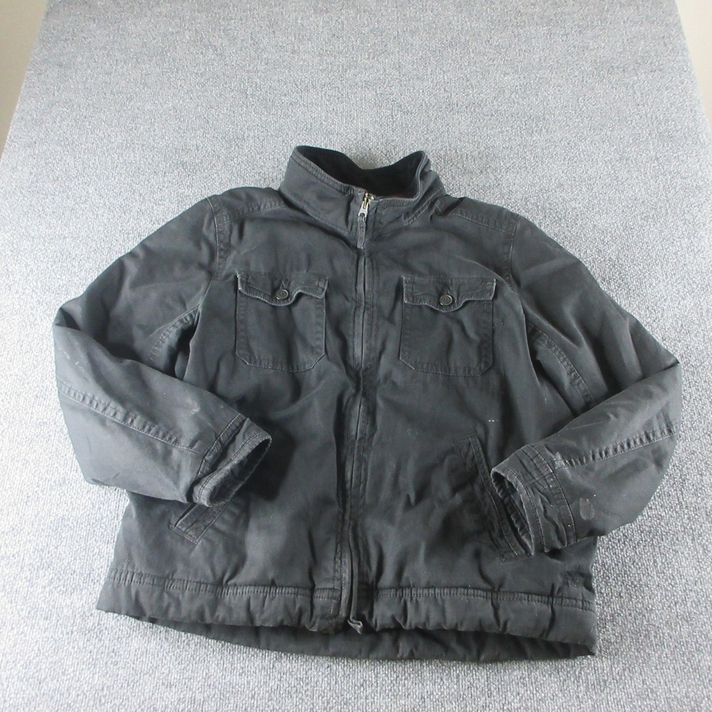 American Eagle Jacket Men 2XL Black Canvas Military Flannel Lined Chore Workwear